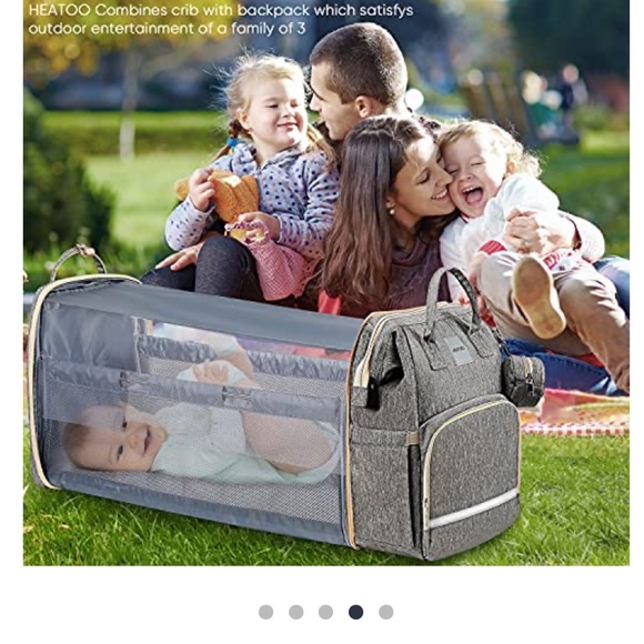 New!  HEATOO Changing Station/Diaper Bag Backpack Black/Silver - Picture 5 of 6